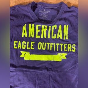American Eagle Men’s Large Purple W/green Logo Crew Neck Short Sleeve T-shirt